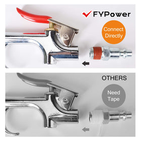 FYPower brass couplings and PTFE tape for reliable air connections.