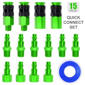 FYPower green aluminum quick-connect showing easy lock-on for air hoses.