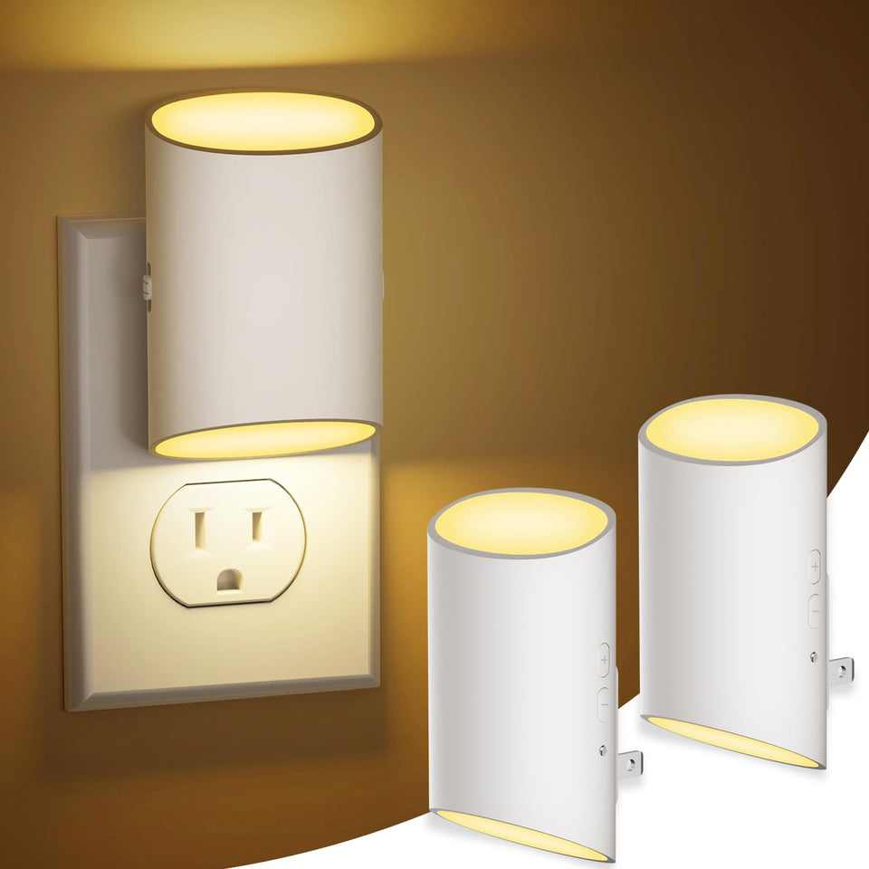 Fyrael LED night light plugged into outlet, ready for easy setup and soft illumination