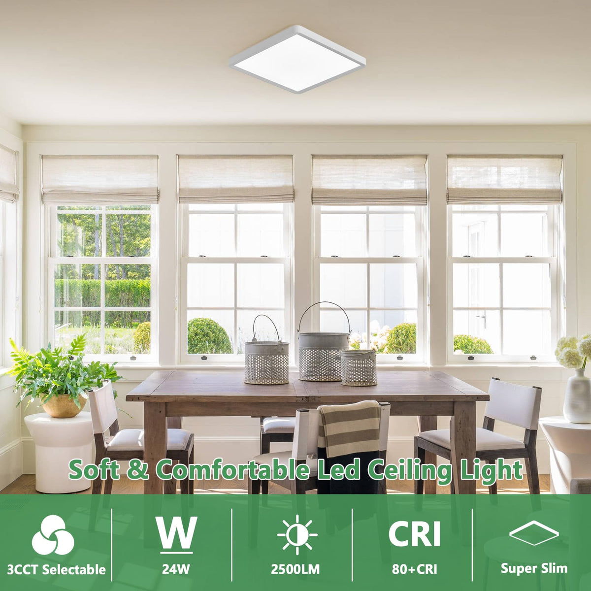 FY WISDOM FLY LIGHTING 12-inch square flush mount hallway demonstrating energy-efficient lighting.