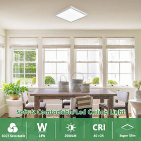 FY WISDOM FLY LIGHTING 12-inch square flush mount hallway demonstrating energy-efficient lighting.
