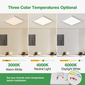 FY WISDOM FLY LIGHTING 12-inch square flush mount kitchen-dining area with bright 3000K option.