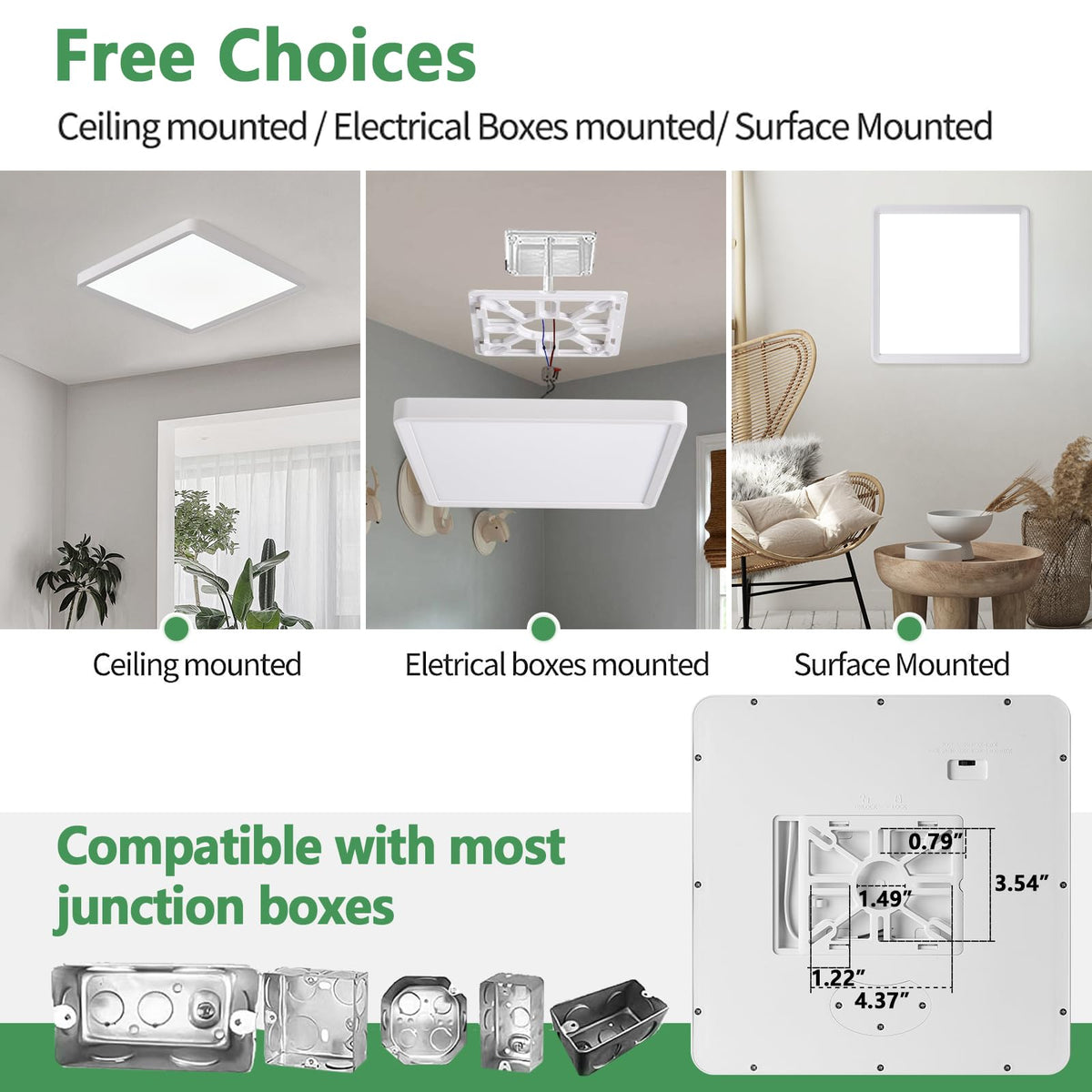 FY WISDOM FLY LIGHTING 12-inch square flush mount side profile highlighting ultra-thin design.