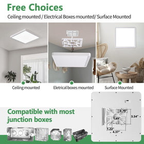 FY WISDOM FLY LIGHTING 12-inch square flush mount side profile highlighting ultra-thin design.