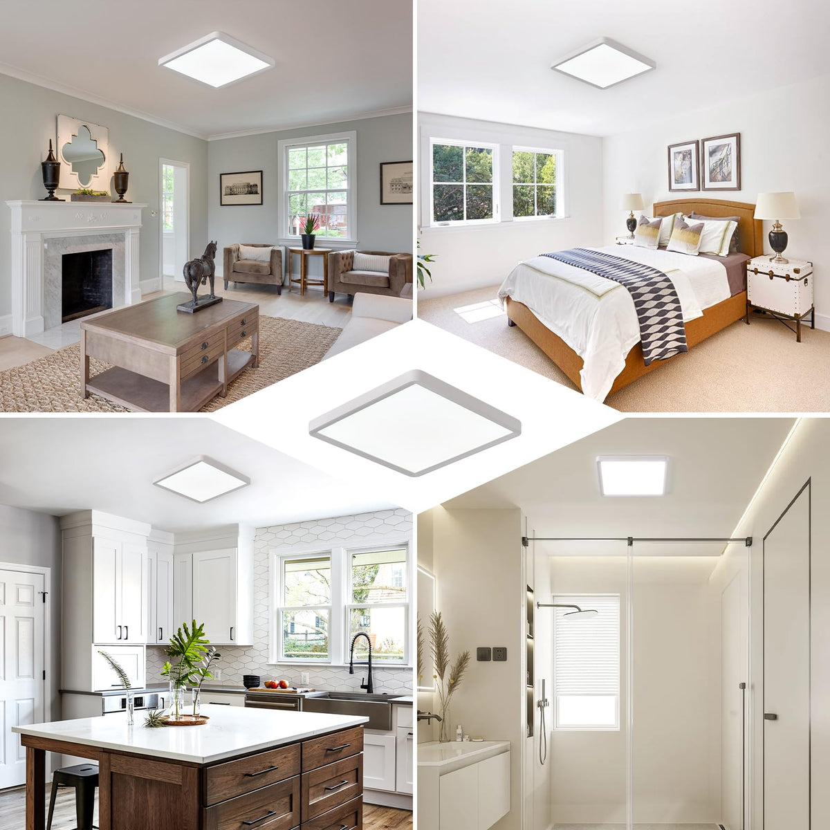 FY WISDOM FLY LIGHTING 12-inch square flush mount ultra-thin profile fits low ceilings.