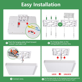 FY WISDOM FLY LIGHTING 12-inch square flush mount sealed design for damp spaces.