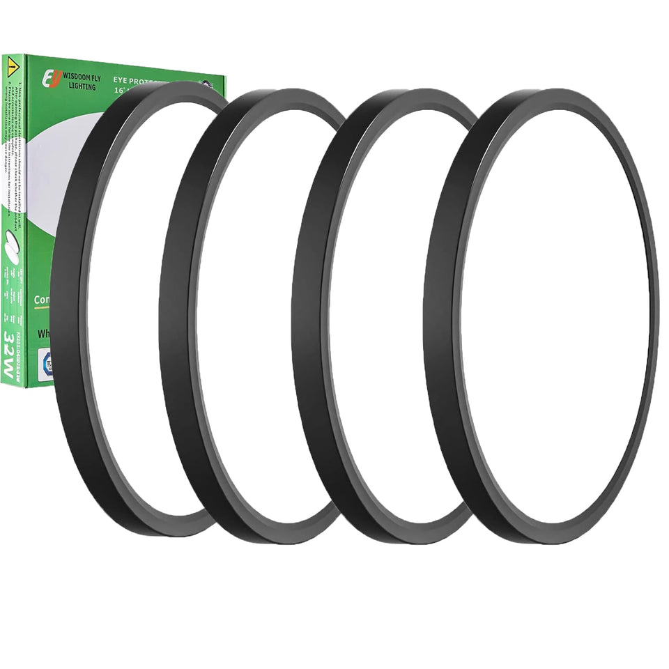 FY WISDOM FLY LIGHTING 4PK 15.8in black LED flush mount assembly with bright, even illumination