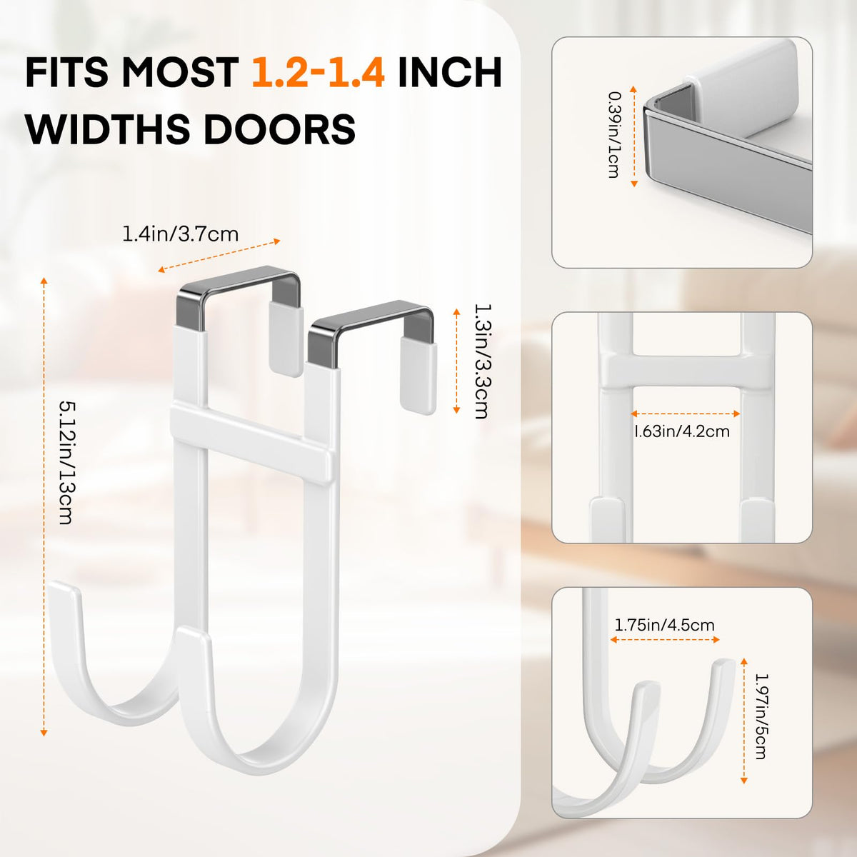 FYY soft rubber coated over the door hooks protect doors and prevent slipping