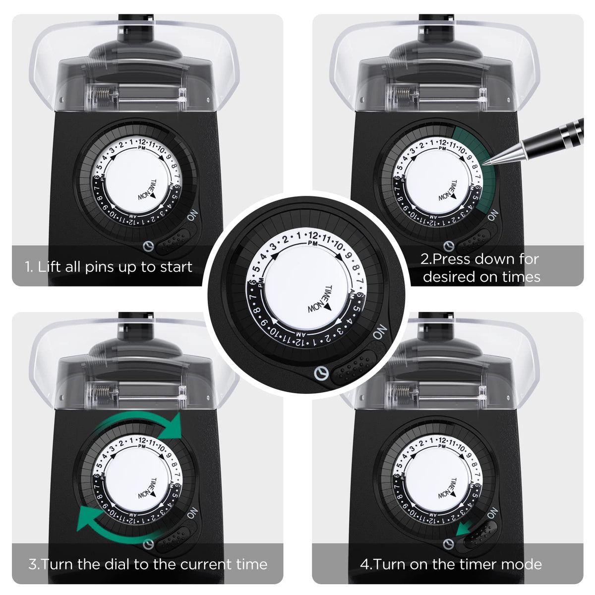 G-Homa timer 18-inch cord offers flexible placement around patios and yards