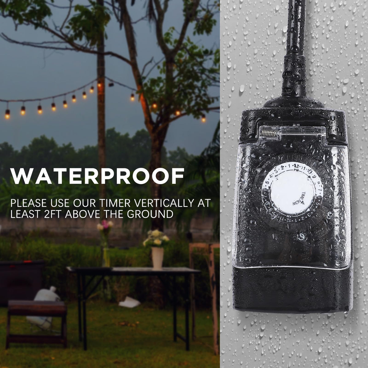 G-Homa rugged outdoor timer casing withstands wind, rain, and seasonal use