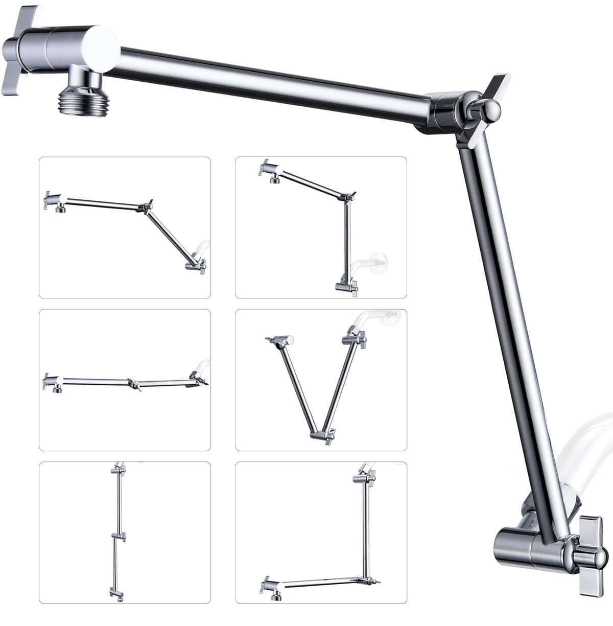 G-Promise 18-inch shower arm height adjustable for versatile tall or seated use.