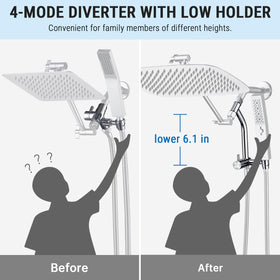 G-Promise 3-way diverter with pause allows easy mode switching without getting hands wet.