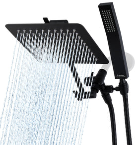 G-Promise all-metal 8-inch dual square shower head for durable rain-like coverage.
