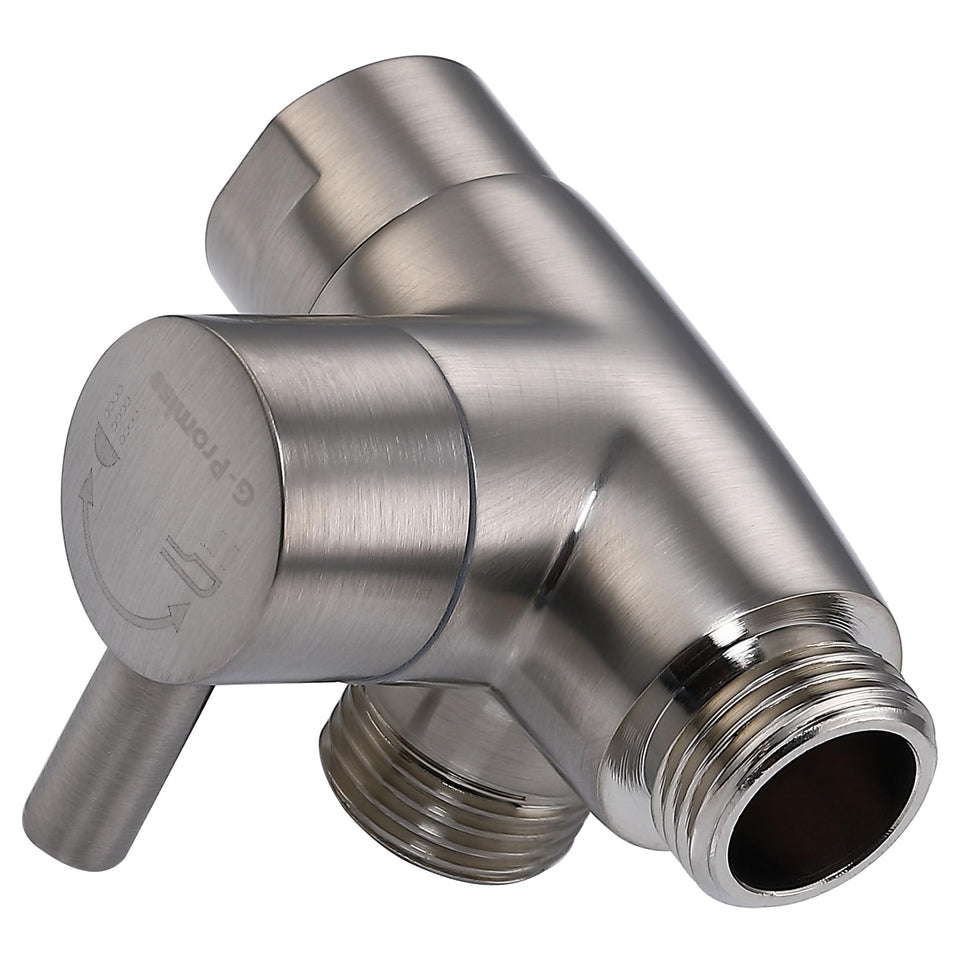 G-Promise brushed nickel diverter body for durable shower control.