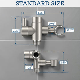 Brushed nickel finish complements modern bathroom fixtures.