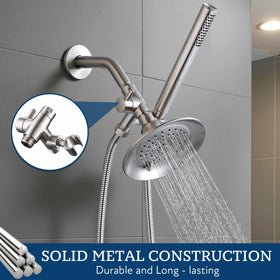 Inlet and two outlets with standard threads for flexible shower connections.