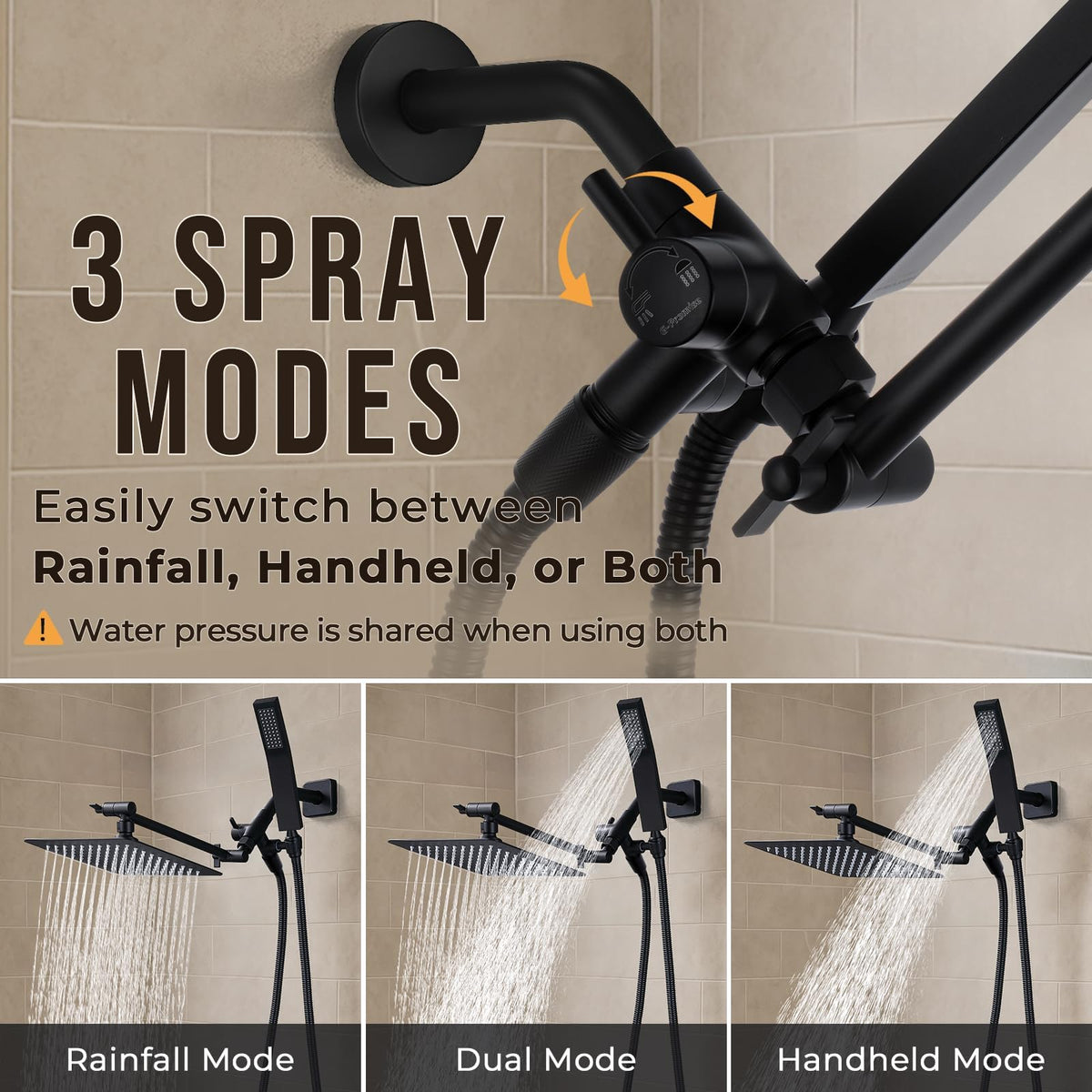 G-Promise metal diverter with bracket provides smooth mode switching.