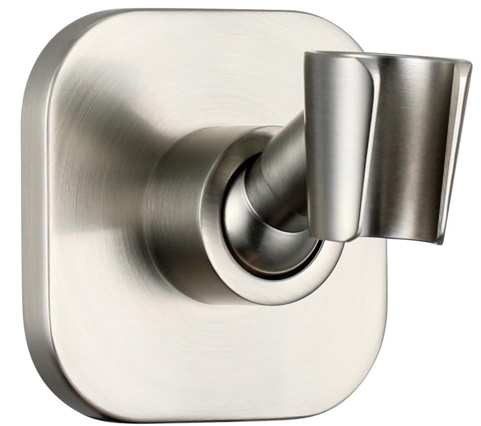 G-Promise metal handheld shower head holder with square brushed nickel, front view showing sturdy design.