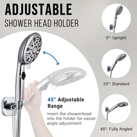 G-Promise metal shower head holder square chrome 360 rotation for flexible directing