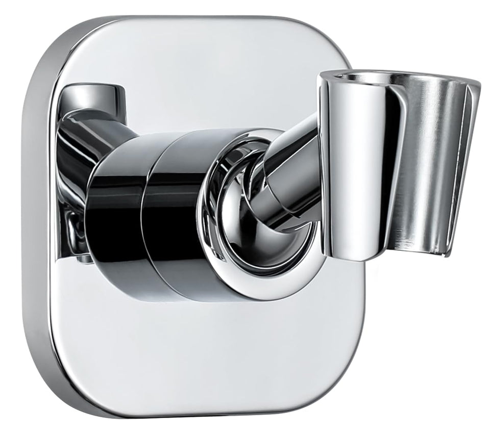 G-Promise metal shower head holder square chrome base provides sturdy wall support