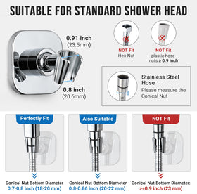 G-Promise metal shower head holder square chrome secure bracket for families and kids