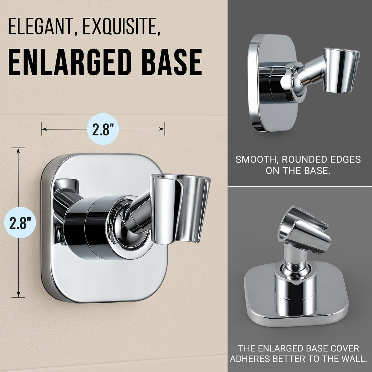 G-Promise metal shower head holder square chrome tile wall installation without drilling