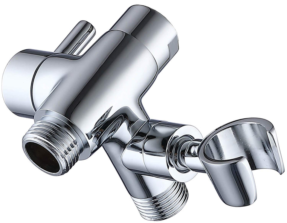 G-Promise solid metal shower arm diverter assembly with durable chrome finish.
