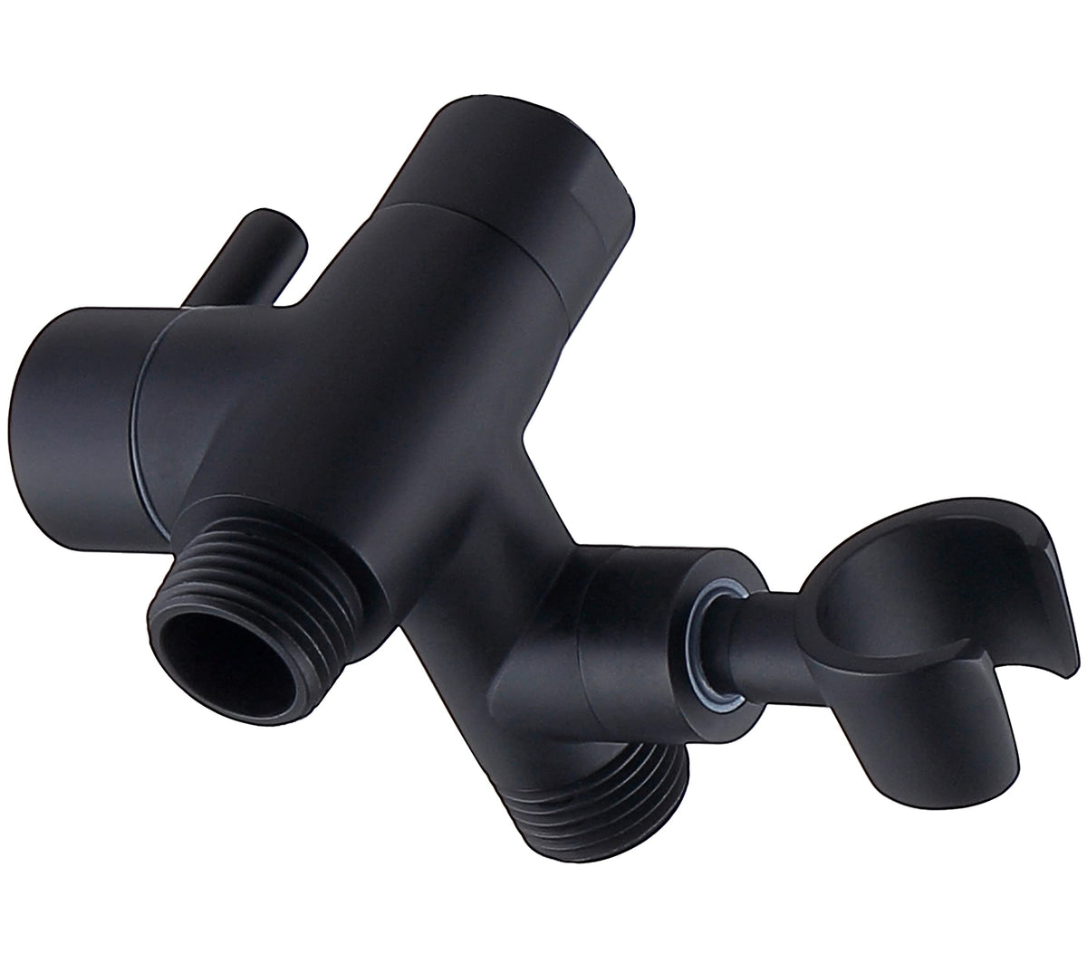 G-Promise solid metal shower arm diverter, matte black, sturdy front view for daily use.