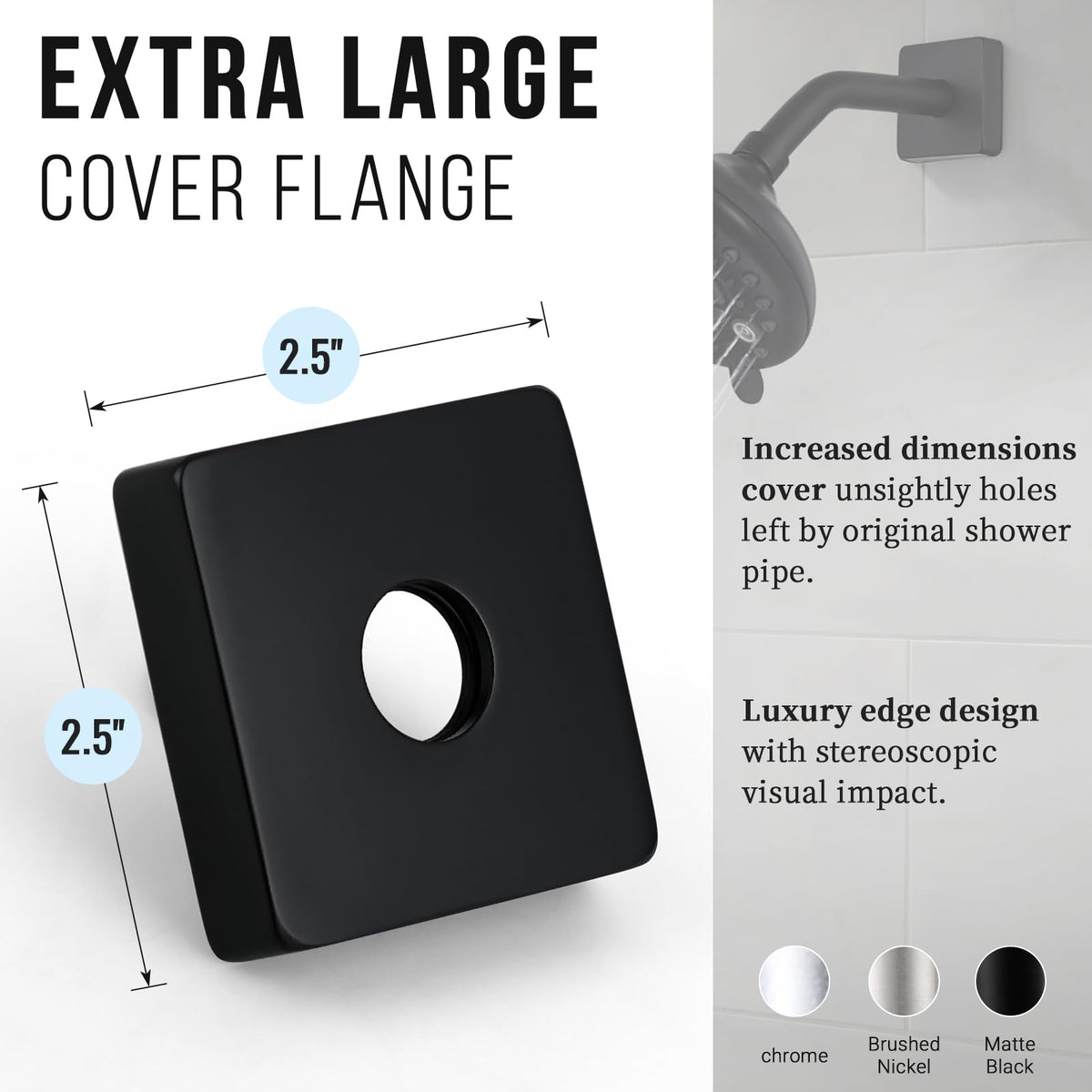 G-Promise 1/2 inch threaded shower arm compatible with fixed and handheld heads.