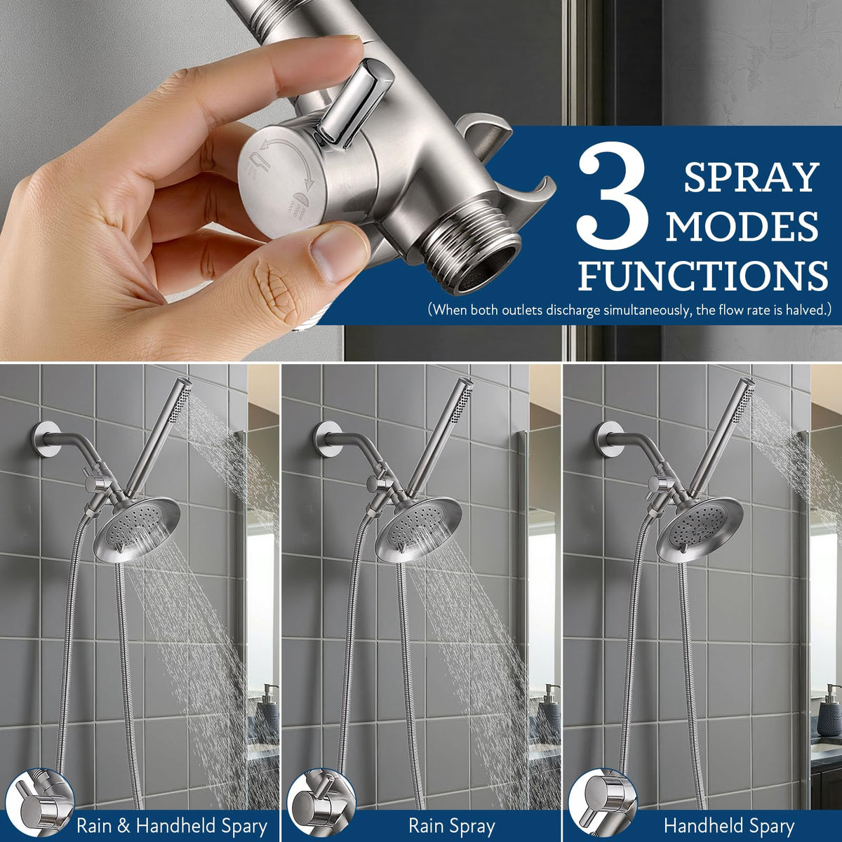 Flow options: one outlet or both, for customizable showers.