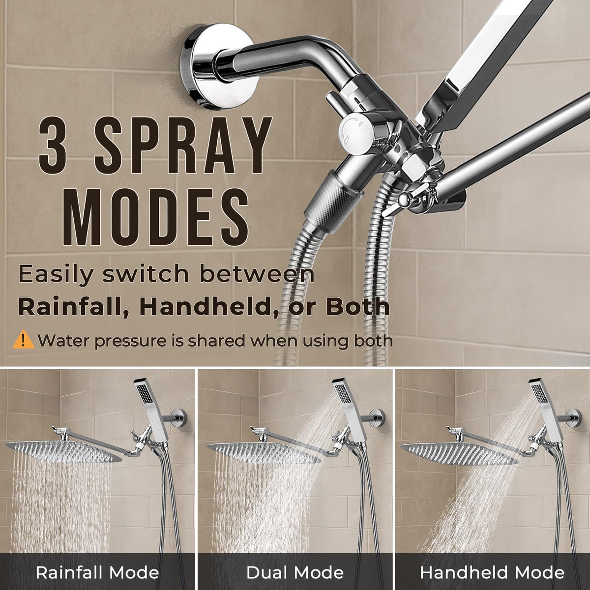 G-Promise wide rain shower head for immersive shower experience.