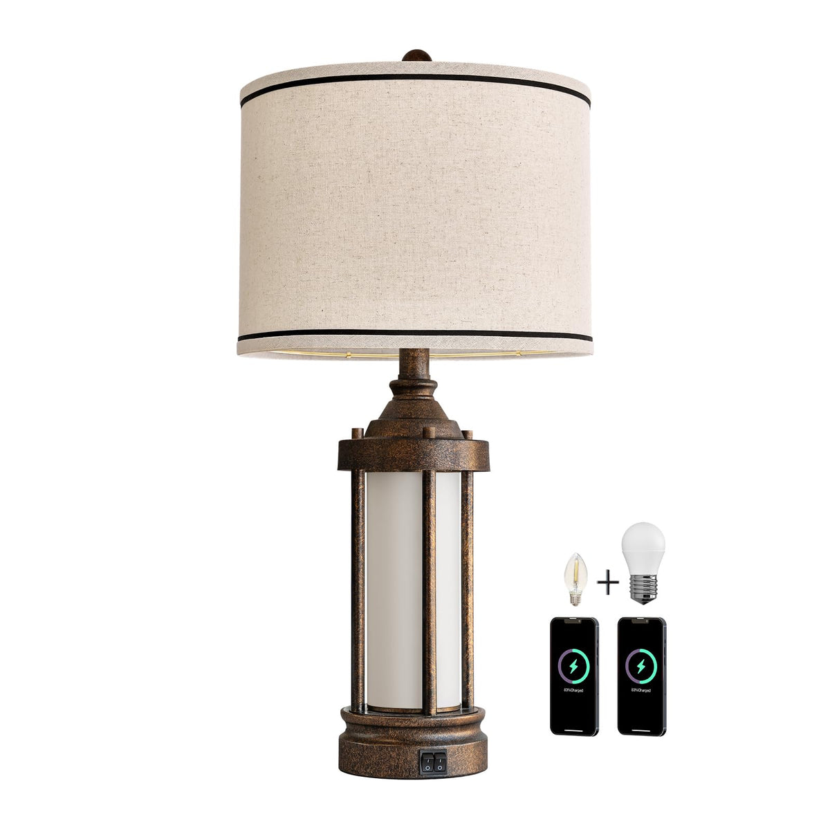 G-SAFAVA 25-inch table lamp suitable for desks and nightstands.
