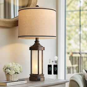 G-SAFAVA 25-inch table lamp with bronze metal body for durable lighting.