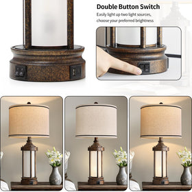G-SAFAVA linen shade table lamp creates warm, cozy ambiance.