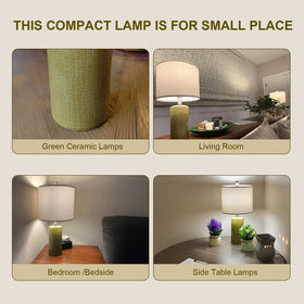 G-SAFAVA bedside lamp with linen shade diffusing soft light