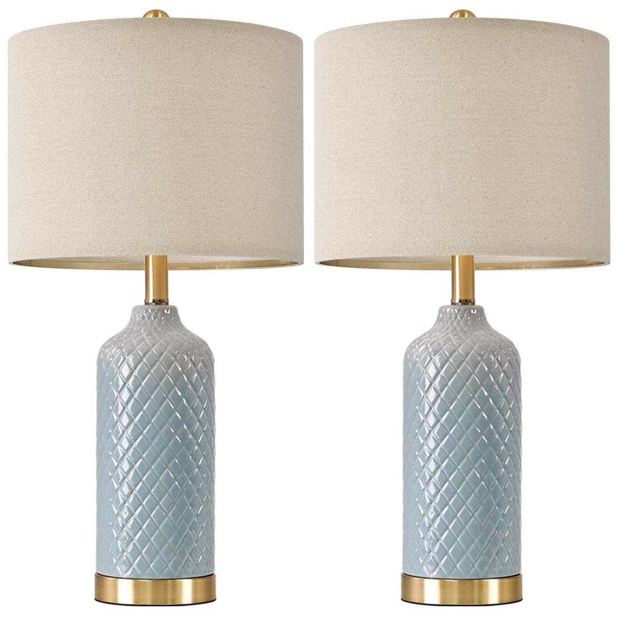 G-SAFAVA blue ceramic table lamp set 2, gift-ready for housewarmings and celebrations.
