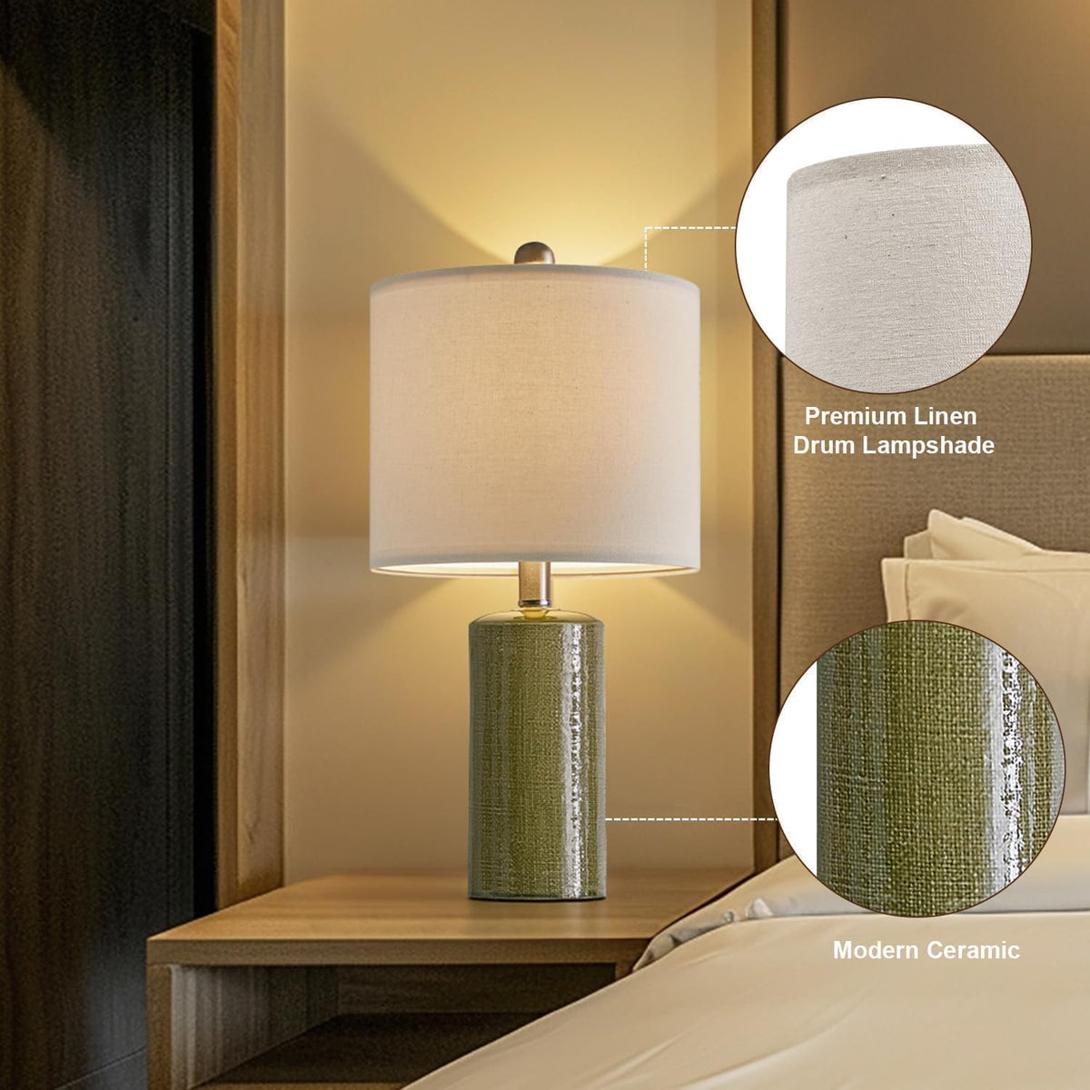 G-SAFAVA end table bedroom decor with two lamps