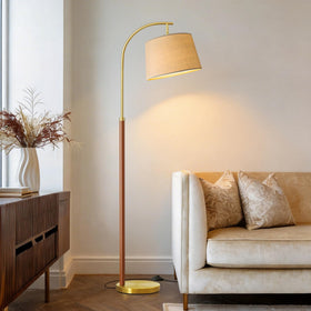G-SAFAVA real wood lamp with gold stand adds mid-century elegance to spaces.