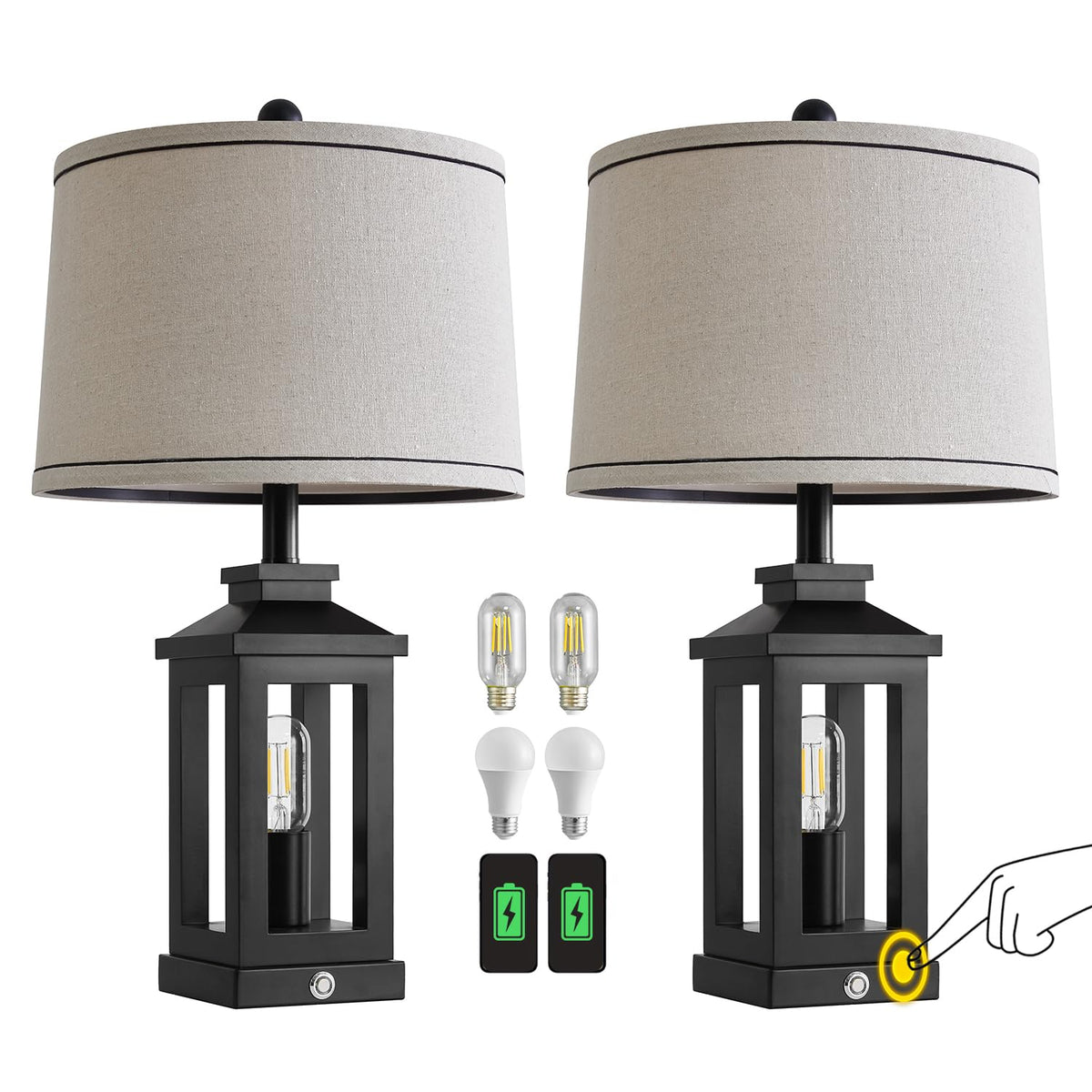 G-SAFAVA 2-pack lamps ideal for coordinated bedroom or living room lighting