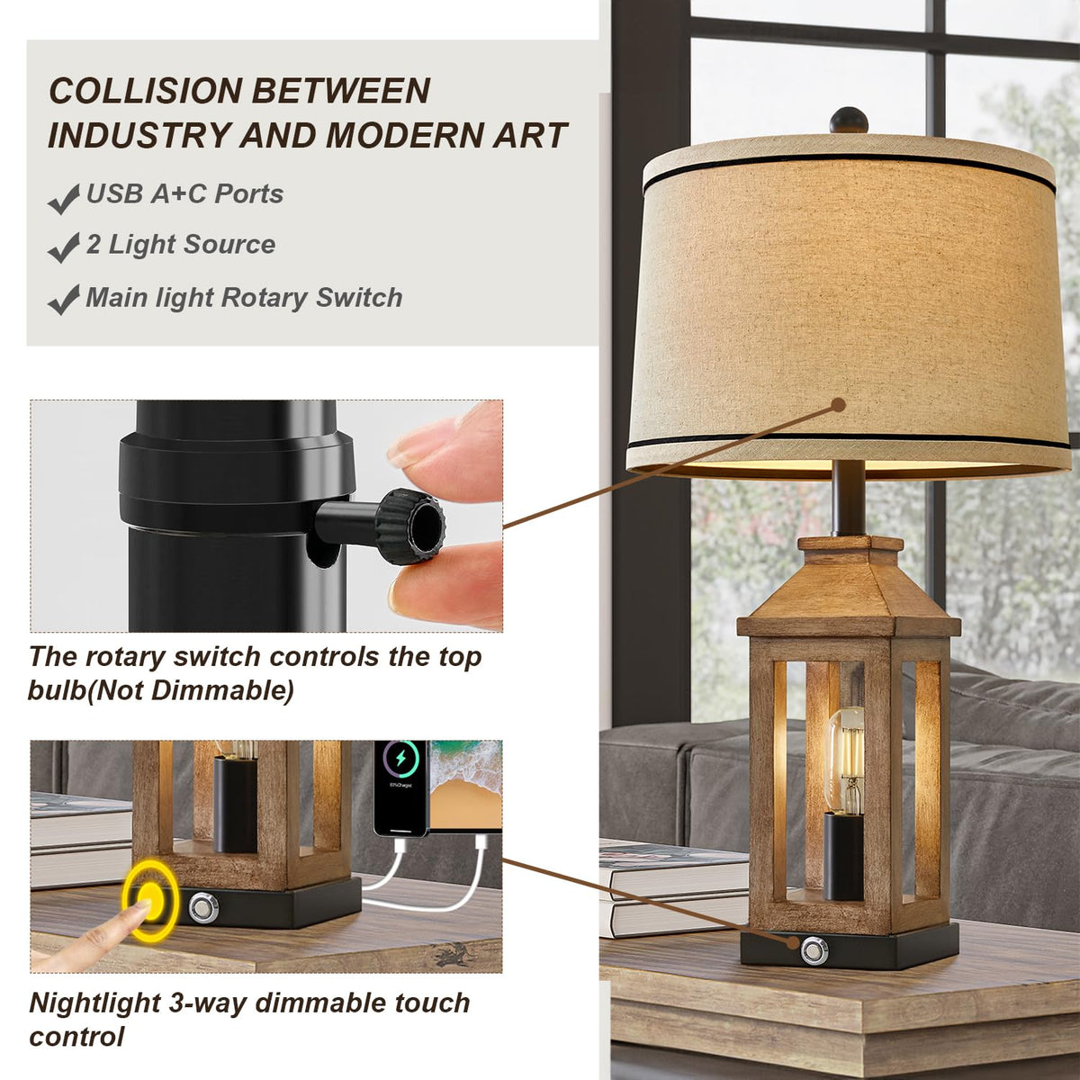 G-SAFAVA main light plus night light for flexible mood lighting.