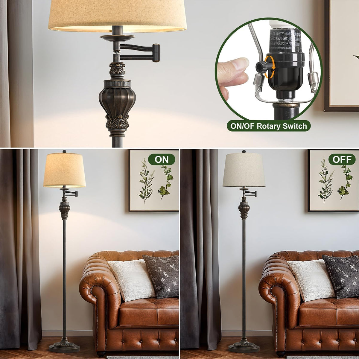 G-SAFAVA bedroom setup with vintage lamp creating warm ambiance.