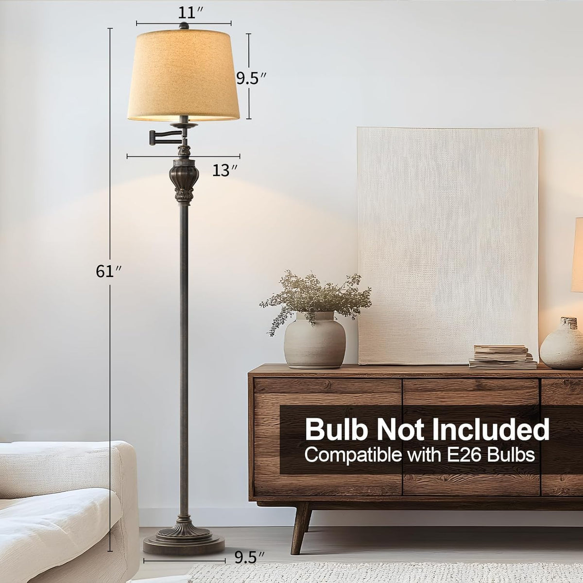 G-SAFAVA 61-inch lamp height offers broad room coverage.