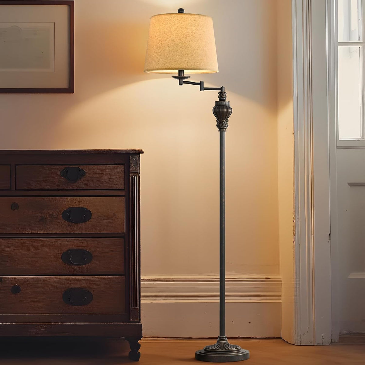 G-SAFAVA living room setup featuring retro floor lamp as a decor anchor.