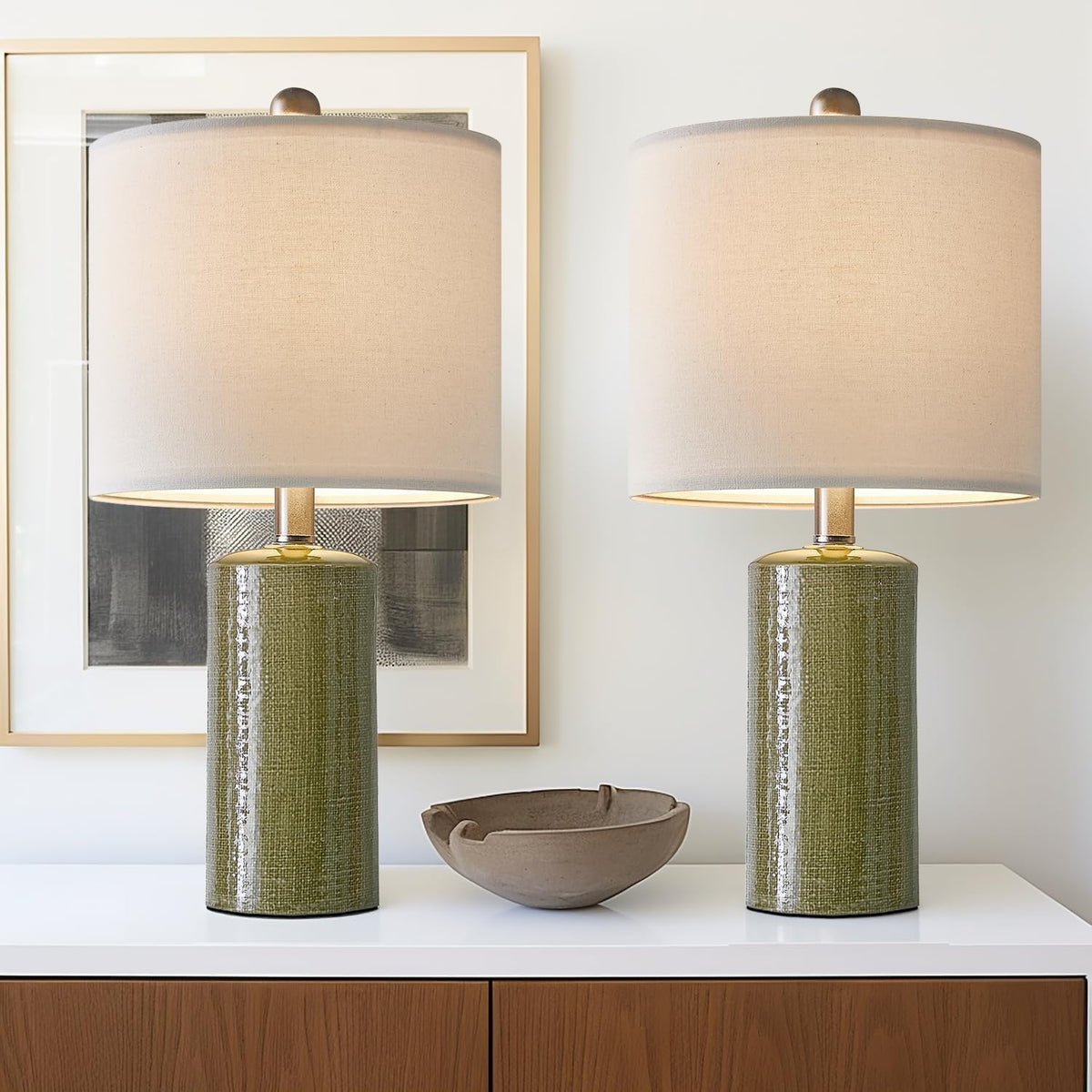 G-SAFAVA warm soft glow from linen shade lamps