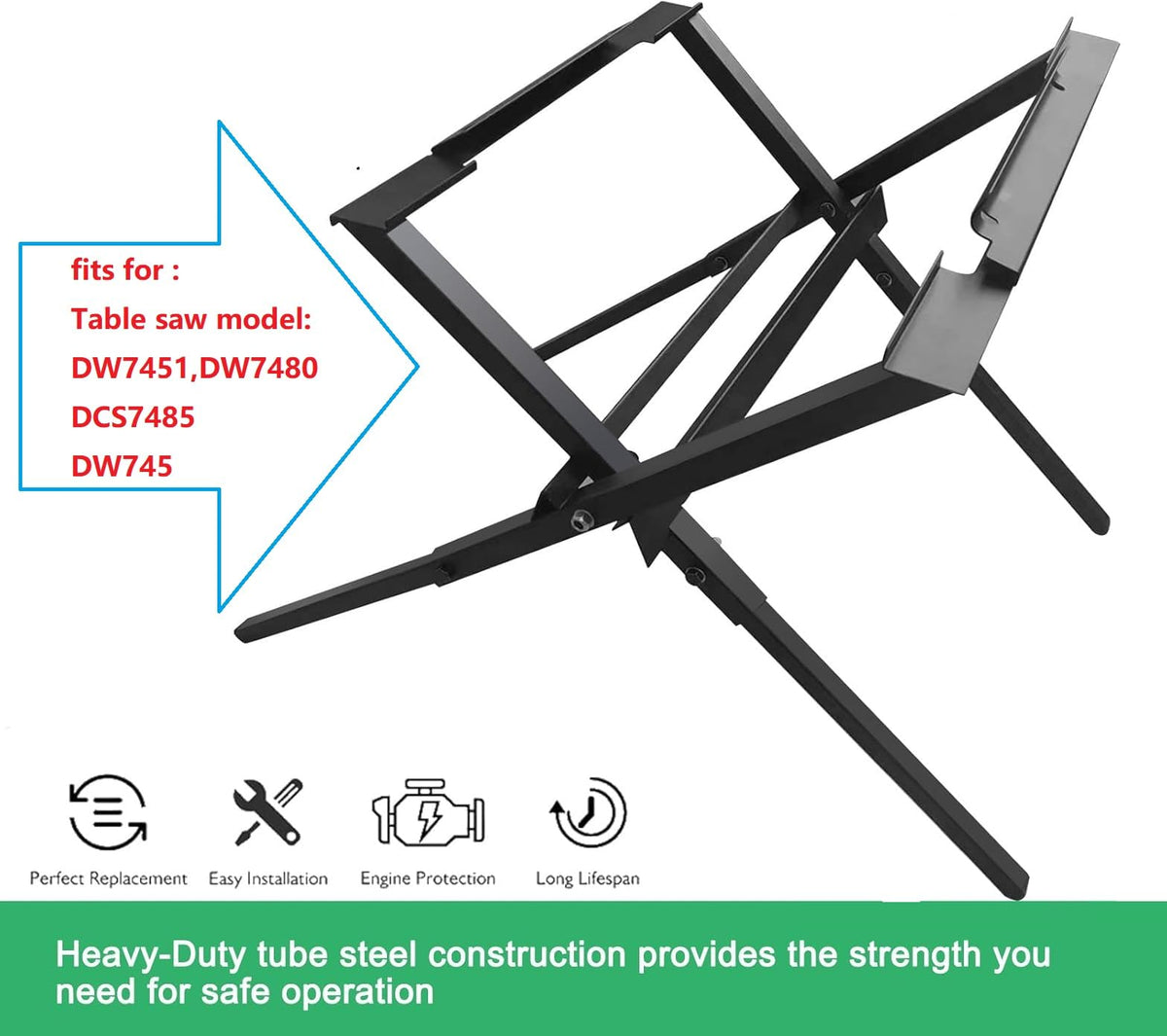 Gabasinover table saw stand heavy-duty steel frame for demanding cuts.