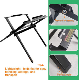 Gabasinover table saw stand showing universal compatibility with major brands.
