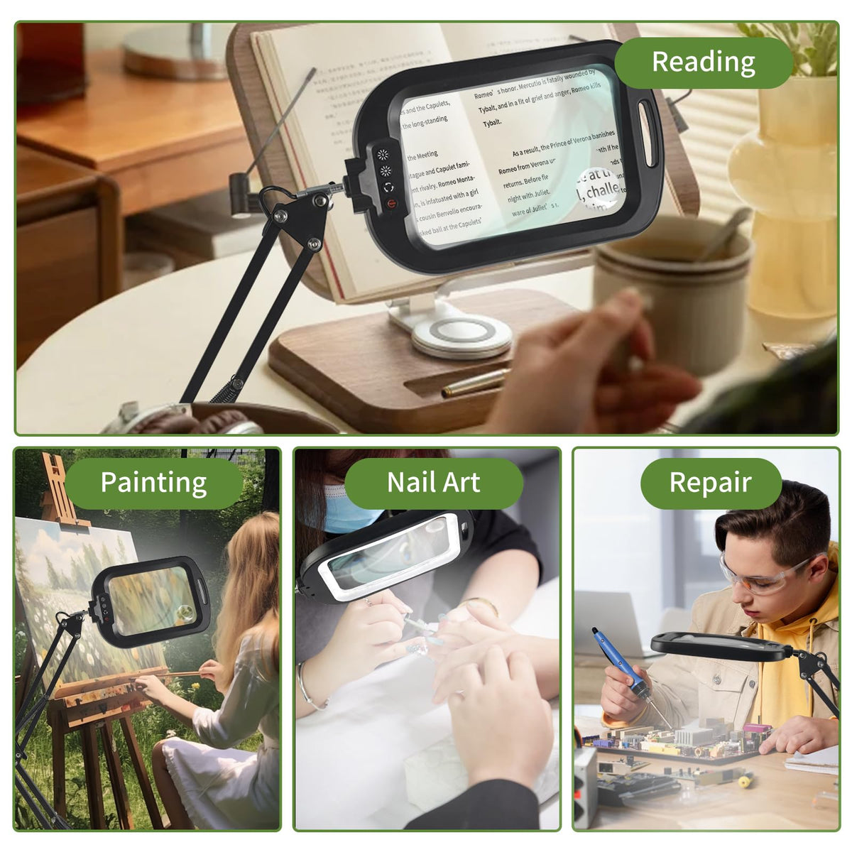 GABORISH desk magnifier ready for close-work tasks and crafts