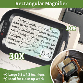 Desktop setup of GABORISH magnifier with stand for hands-free use