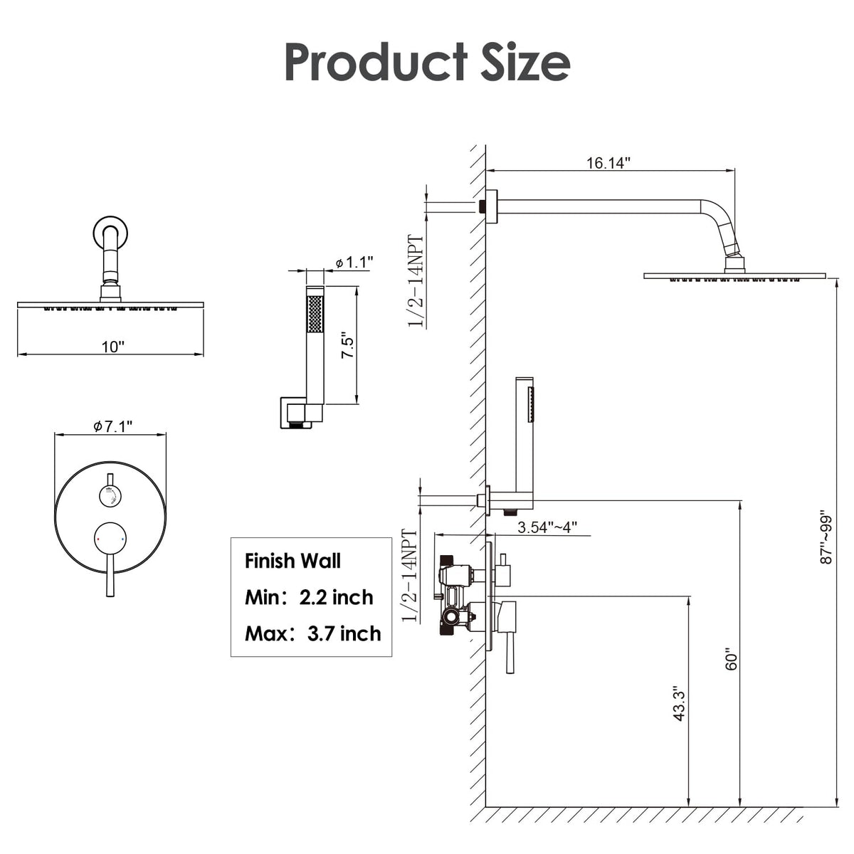 Gabrylly included hose for easy handheld showering and rinsing.