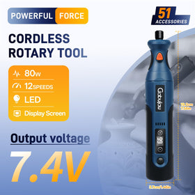 Gabujau 7.4V rotary tool with 12-speed dial for adjustable control on delicate tasks